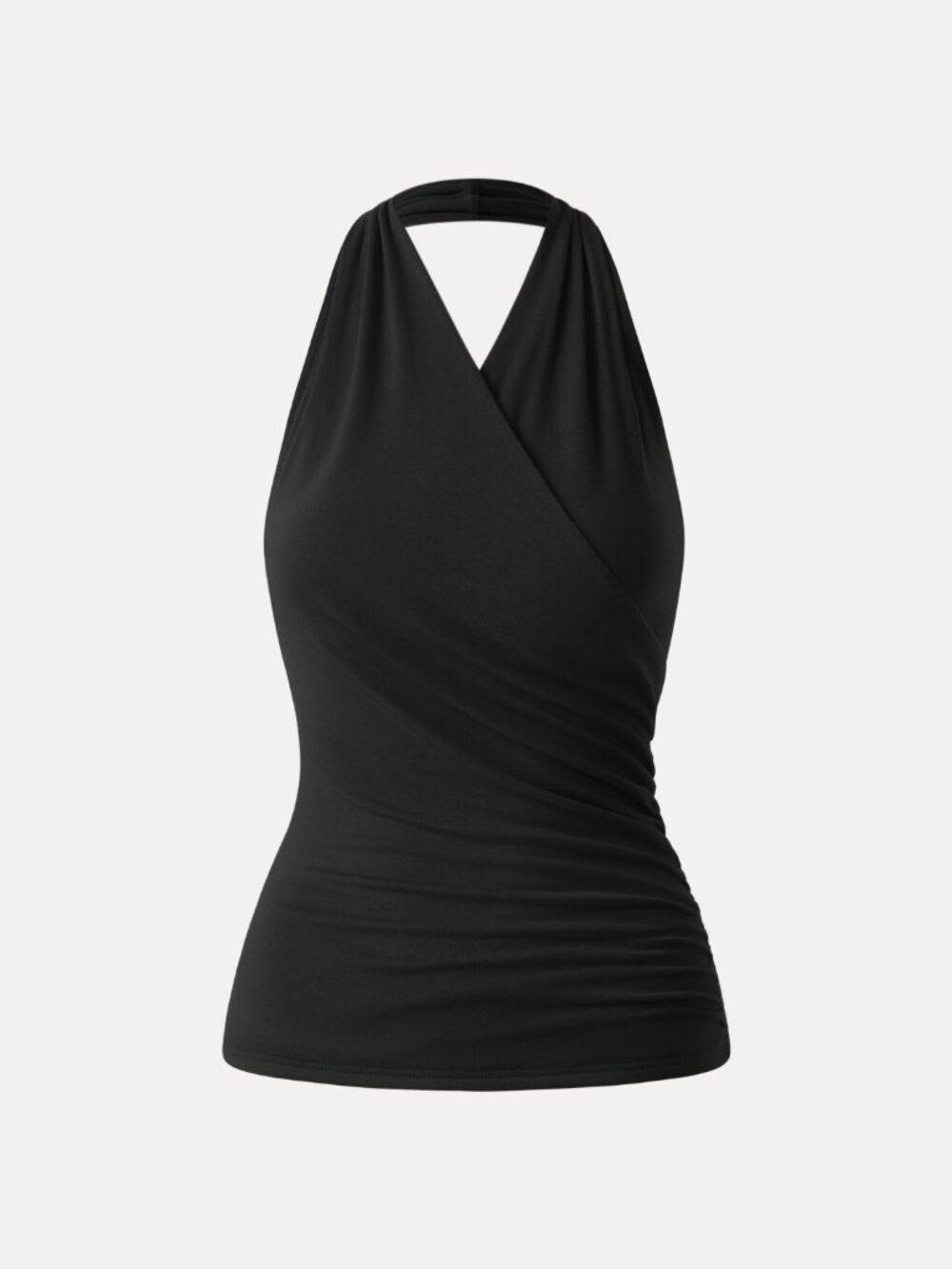 OGL MilkyTender™ Buttery Smooth Surplice Halter Neck Sculpt Tank - Black